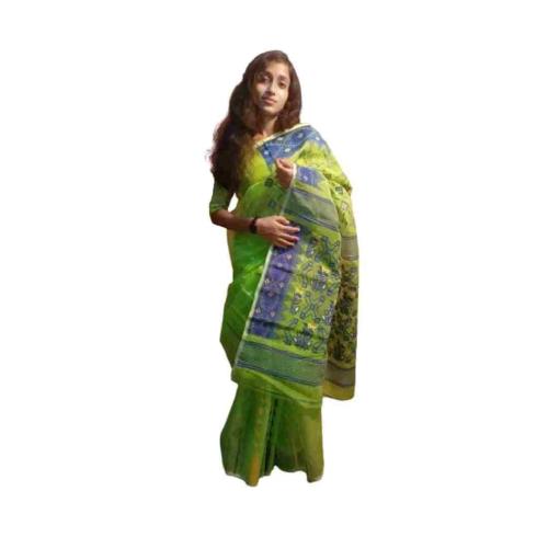 Green Dhaka Jamdani Saree for Women