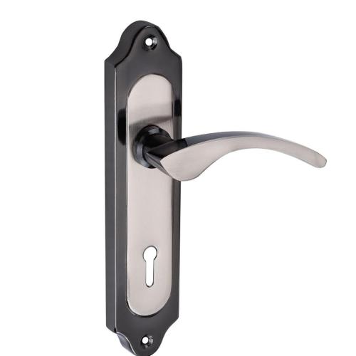 7-Inch Mortise Door Handle Lock Set, Black Silver, 65 mm 6-Lever Lock, 3 Keys (HML6+S710MSB)