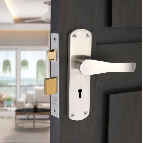 8-Inch Steel Door Handle Set, Double-Turn Lock, 3 Keys, S.S. Finish (SML6+S805MSS)