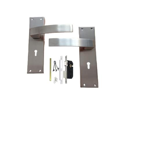 8-Inch Stainless Steel Mortise Handle Set, Double-Turn Lock, 3 Keys (HML6+SS802S)