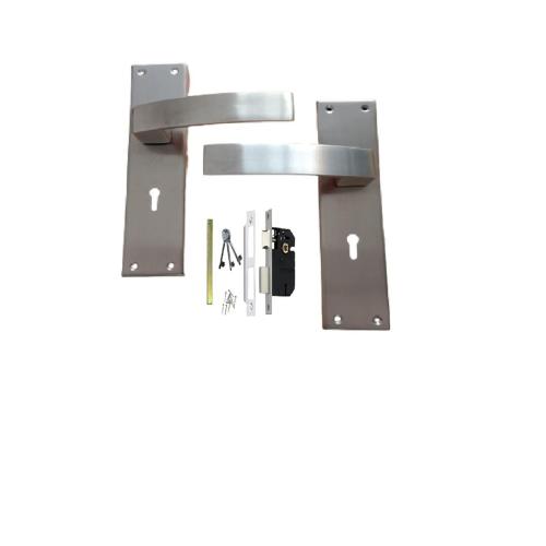 8-Inch Stainless Steel Mortise Handle Set, Double-Turn Lock, 3 Keys (HML6+SS804S)