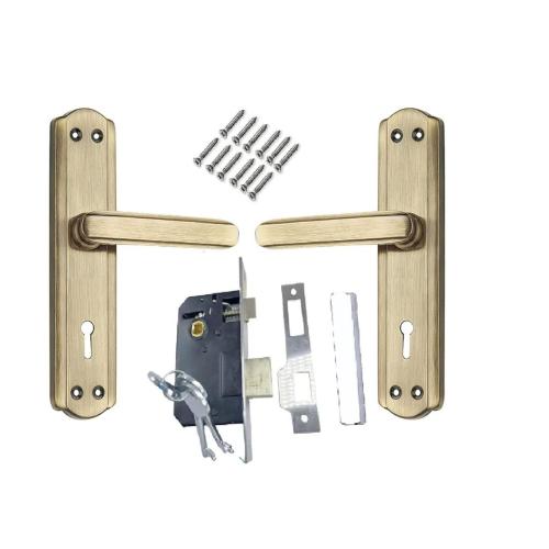 7-Inch Steel Mortise Handle Set with Lock Body, Antique Brass Finish (HML6+S701MAB)