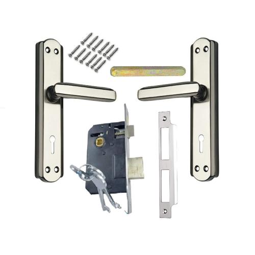 7-Inch Steel Mortise Handle Set with Lock Body, Satin Black Finish (HML6+S701MSB)