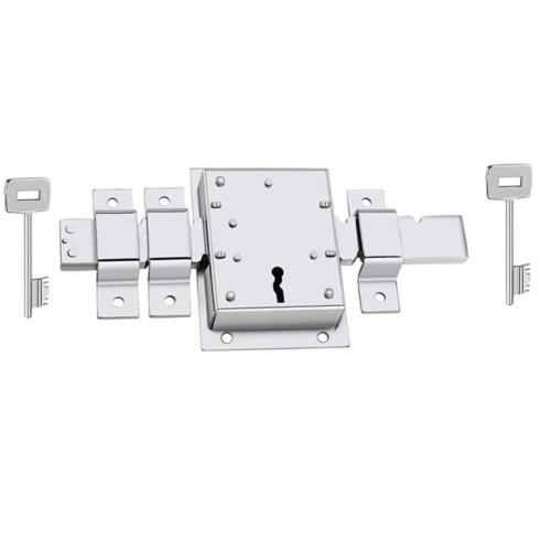 10-Chaal Main Gate & Godown Interlock with 3 Plates, Double-Side Operation, Silver Finish (SMG01)