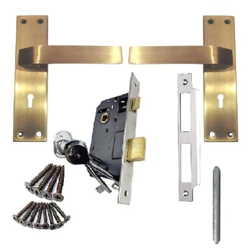8-Inch Stainless Steel Mortise Handle Set with 6-Lever 65 mm Double-Turn Lock (SML6+SS803MAB)