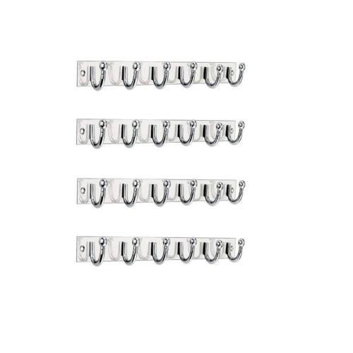 Stainless Steel & Aluminium 6-Pin Goli Wall-Mounted Cloth Hanger, Pack of 4 (SSAK01SMALLN)