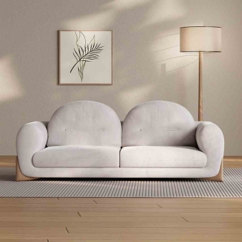 The Furnishery cream green 3 seater sofa for living room and office
