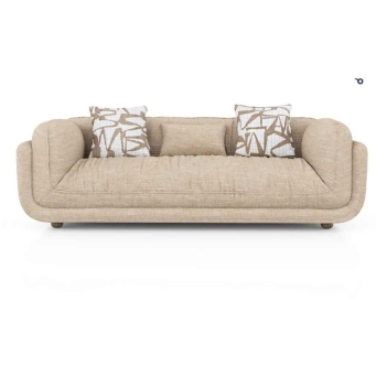 The Furnishery 3 seater sofa beige and blue for living room and office seating furniture