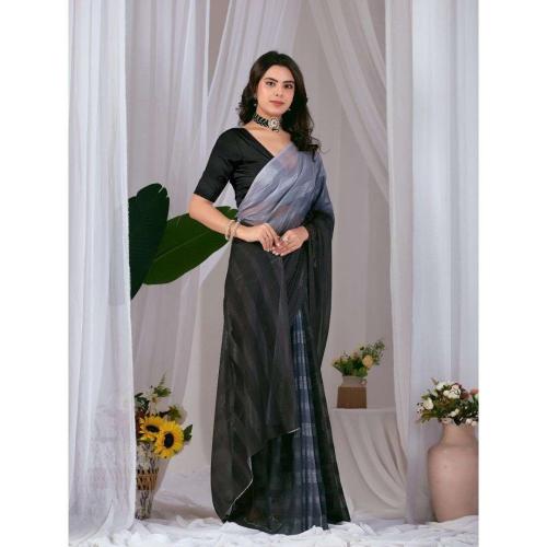 Black & Grey Ombre Monsoon Saree