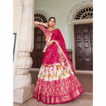 Pink Tusser Silk Lehenga Choli