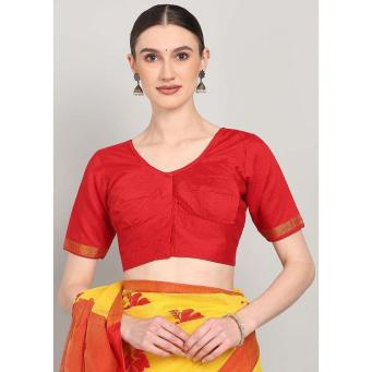 Red U-neck blouse