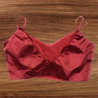 Maroon Shilpanjali V neck dupion silk blouse for women front view