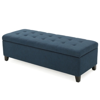 front view orange tufted ottoman bench bedroom office seating