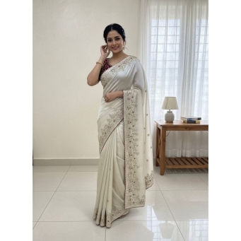 KAVISHA ENTERPRISE mint green fandy satin fabric paired with contrast blouse