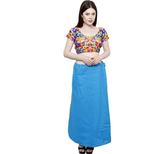 Women's Blue Cotton Petticoat with Drawstring
