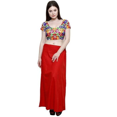 Women's Red Cotton Petticoat with Drawstring