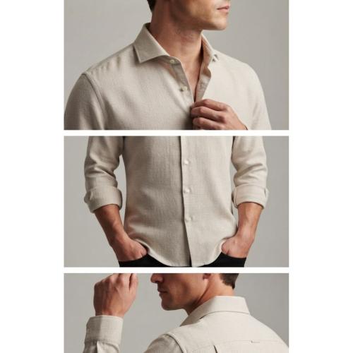 Half White Linen Blend Shirt - Soft Breathable Regular Fit