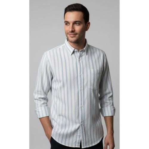 Men's Korean Stripe Casual Shirt - Regular Fit Everyday Comfort