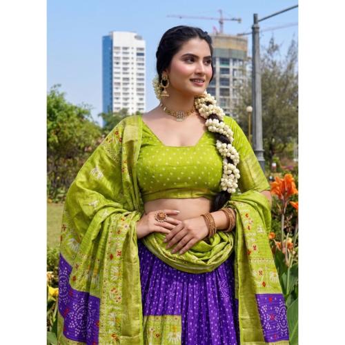 Chandani Lichi Jacquard Border Lehenga Choli