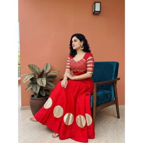 Pure Roman Cotton Fabric with Gota Lehenga Choli For Navratri