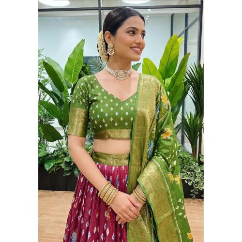 Heavy Lichi Fabric Jacquard Lehenga Choli