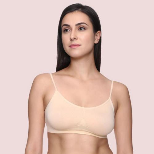Beige Thin-Strap Comfort Sports Bra