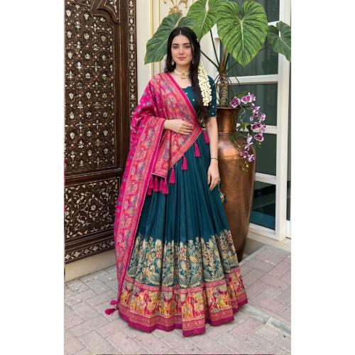 Tussar Silk Patola Print Heritage Flare Lehenga Choli
