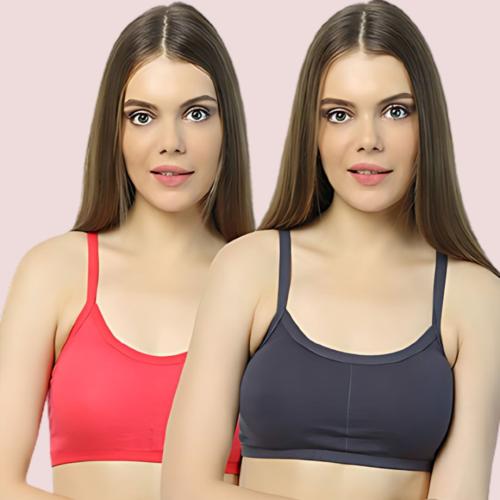 Cotton Cage Strap Back Sports Bra Pack of 2