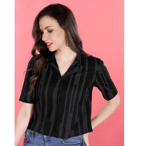 Women’s Black Printed Cropped Top 