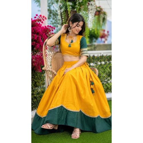 Pure Rayon Fabric with Sequins Lace Lehenga Choli for Navratri