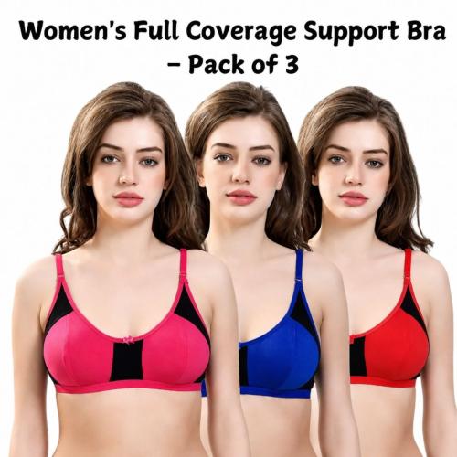 Women’s Full-Coverage Support Bra – Pack of 3