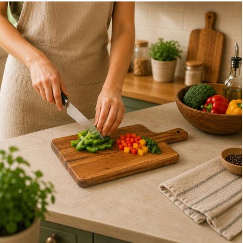 Mango Wood Cutting Board with Handle | Large Wooden Chopping Board for Kitchen