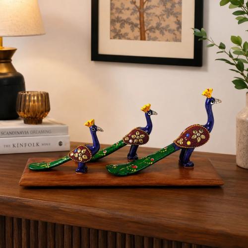 Ebouto Handcrafted Wooden Peacock Showpiece for Home Decor 
