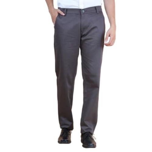 Men’s Relaxed Fit Solid Cotton Trousers with Stretch Lycra Blend