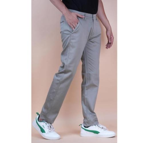 Men’s Relaxed Fit Solid Cotton Trousers with Stretch Lycra Blend