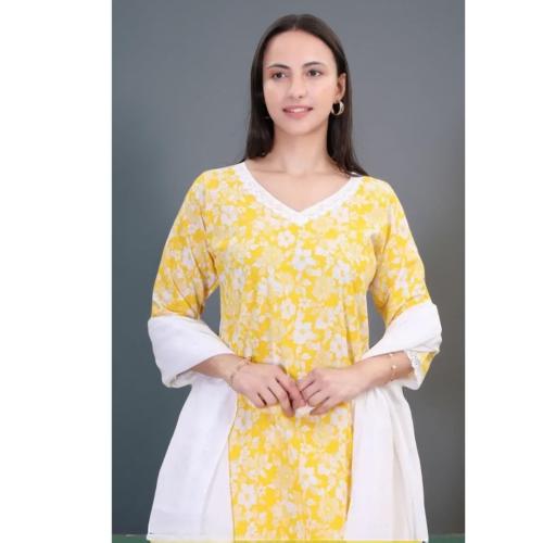 Women’s Cotton Embroidered Salwar Suit Set with Dupatta