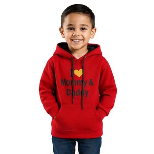 Kids Printed Fleece-Lined Cotton Blend Hoodie for Boys & Girls