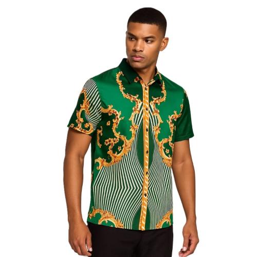 Men’s Green Printed Designer Shirt