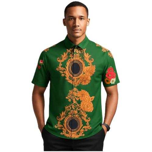 Men’s Green Printed Designer Shirt