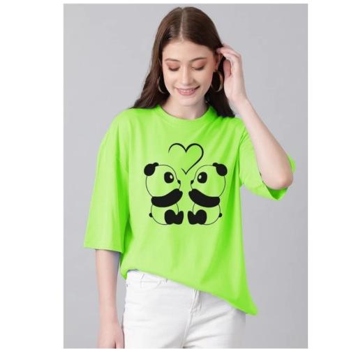 Women’s Printed Cotton Blend Oversized T-Shirt – Round Neck Casual Tee