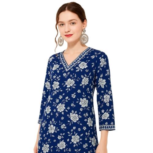 Women’s Blue Khadi Cotton Salwar Suit Set with Dupatta