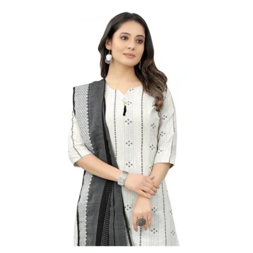 Women’s White Khadi Cotton Salwar Suit with Dupatta