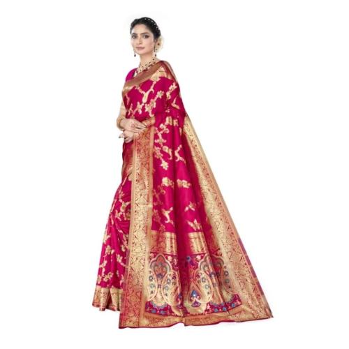 Traditional Indian Embroidered Kanjivaram Art Silk Saree | With Blouse Piece | 5.5 m 
