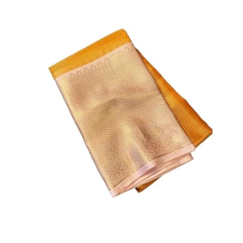 Traditional Indian Handloom Banarasi Zari Silk Saree | Gold | With Blouse Piece | 5.5 m 