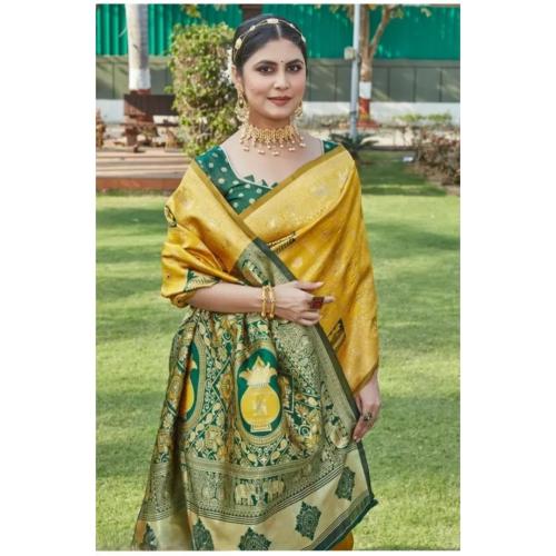 Cotton Silk Jacquard Saree with Unstitched Blouse Piece