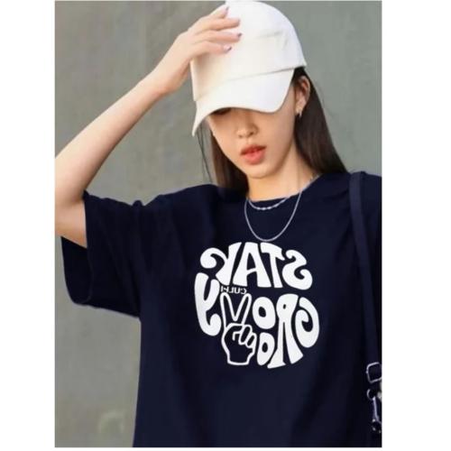 Printed Women’s Round Neck Cotton Blend T-Shirt | Stylish Oversized Top