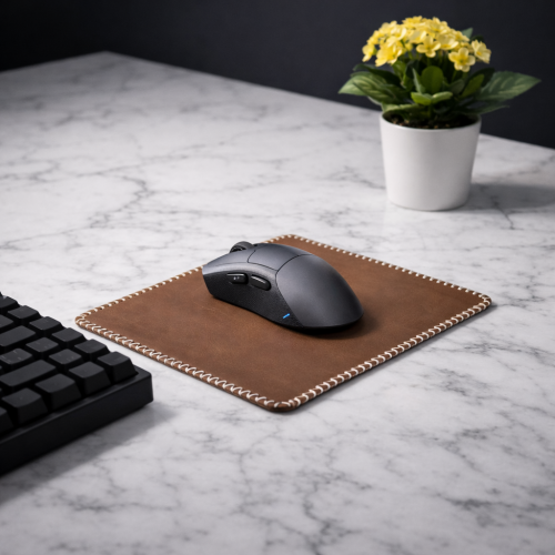 Full Grain Leather Mouse Pad | Hand-Stitched & Non-Slip Base