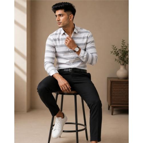 Men's Cotton Shirt | White, Full Sleeve, Regular Fit