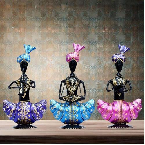 Metal Figurines | Handcrafted Pagdi Musicians Set of 3