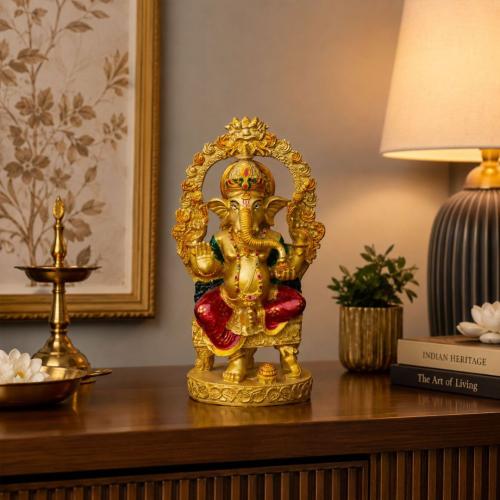 Gold Lord Ganesha Idol for Home Mandir Décor